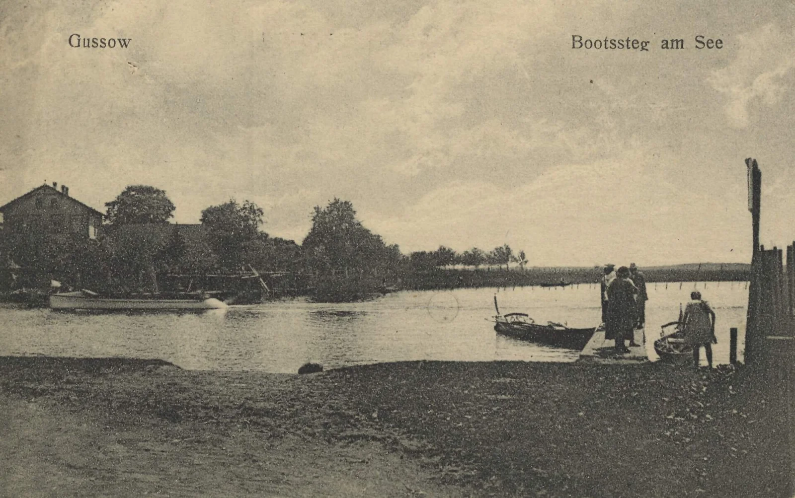 Historische Ansicht vom Bootssteg in Gussow, Gemeinde Heidesee